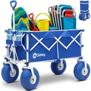 Heavy Duty Foldable Beach Wagon with Balloon Wheels