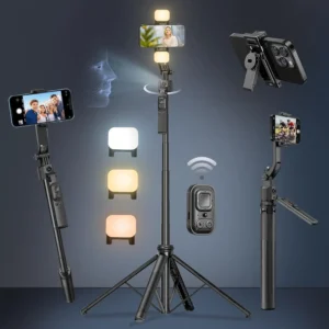 AI Face Tracking Selfie Stick Tripod with Light