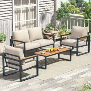4 Piece Outdoor Patio Furniture Set with Coffee Table.