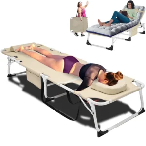 Outdoor Foldable Lounge Chair with Detachable Cushion