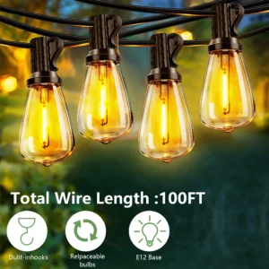 100FT Solar Outdoor String Lights