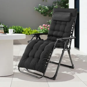 Zero Gravity Folding Reclining Patio Lounge Chair with Cup Holder Trays.